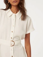 Briley Petite Textured Shirt Dress White - 0 to 12 Women's Dresses