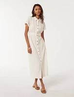 Briley Petite Textured Shirt Dress White - 0 to 12 Women's Dresses