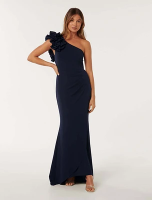 Leanne One-Shoulder Ruffle Dress