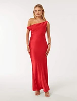 Blake Satin Off-Shoulder Maxi Dress