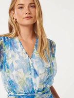 Wendall Wrap-Front Plisse Top