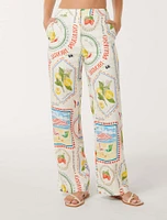 Patricia Wide-Leg Pants White/Statement Print - 0 to 12 Women's