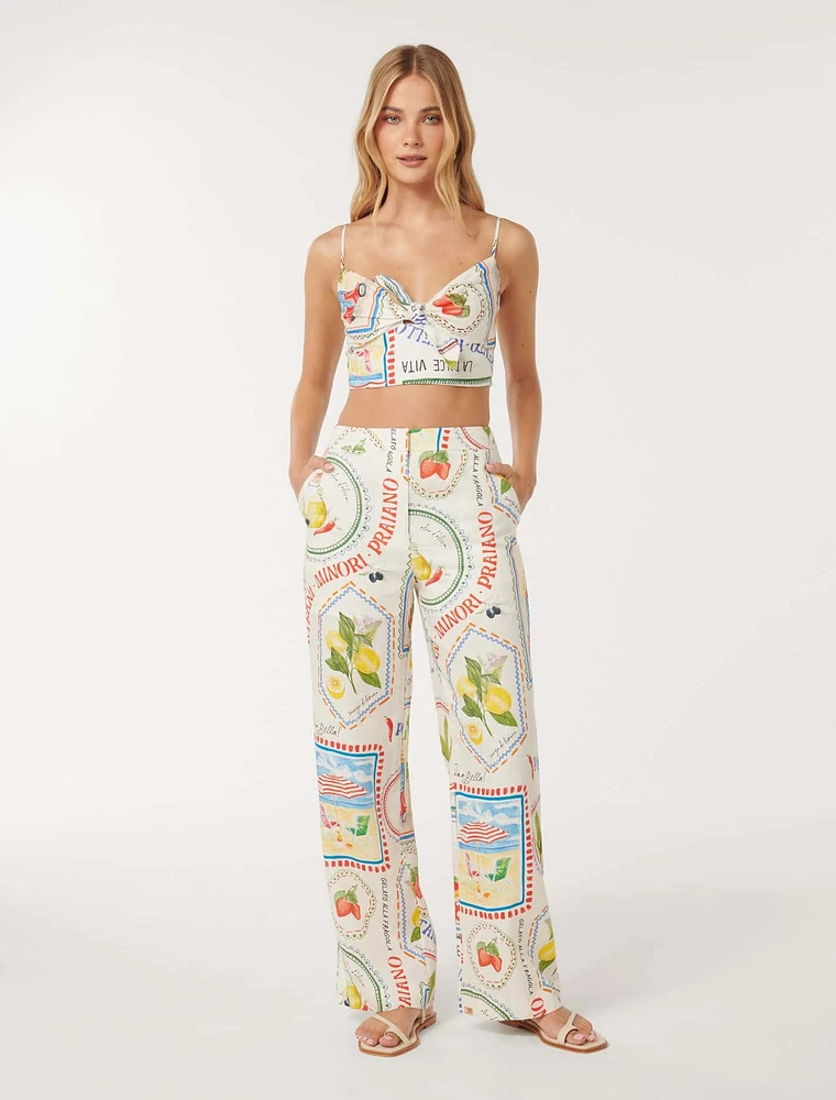 Patricia Wide-Leg Pants White/Statement Print - 0 to 12 Women's