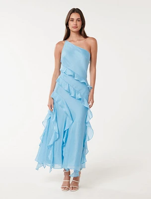 Belle One Shoulder Ruffle Gown