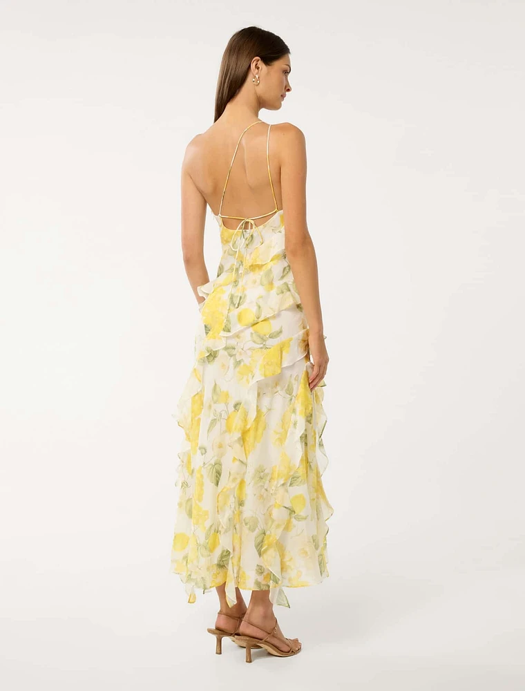 Belle One Shoulder Ruffle Gown