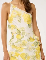 Belle One Shoulder Ruffle Gown