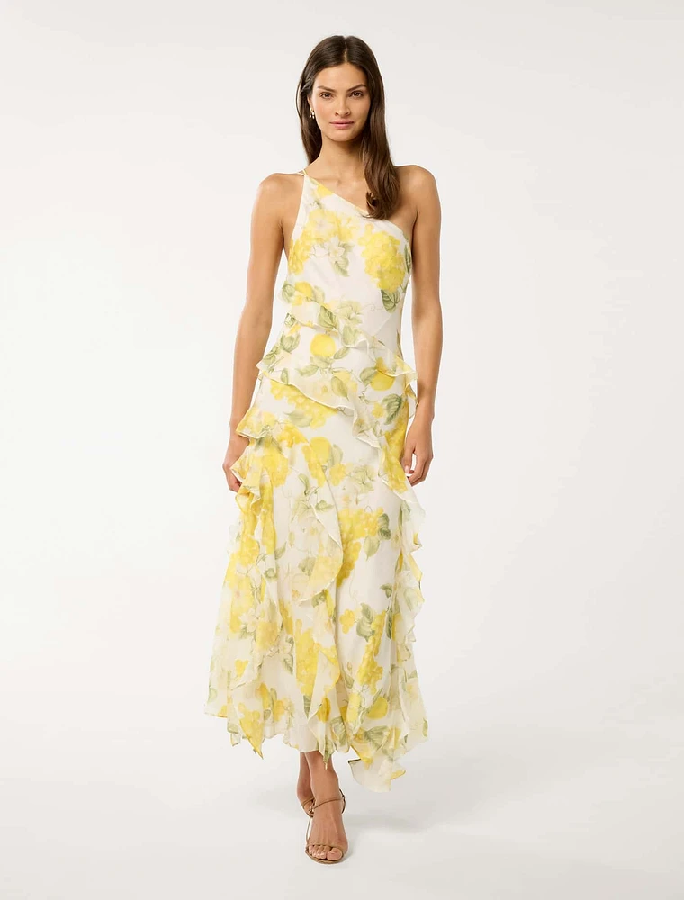 Belle One Shoulder Ruffle Gown