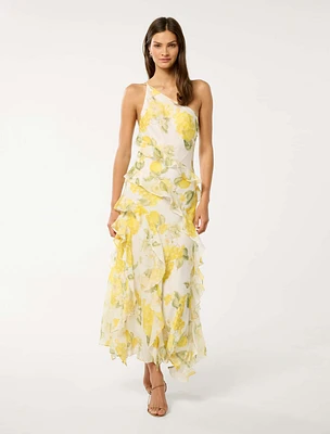 Belle One Shoulder Ruffle Gown