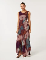 Sage Sleeveless Hanky Hem Maxi Dress