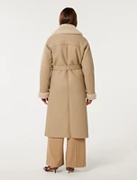 Alix Vegan Leather Shearling Maxi Coat