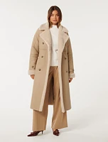 Alix Vegan Leather Shearling Maxi Coat