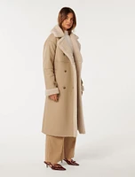 Alix Vegan Leather Shearling Maxi Coat