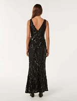 Marlena V-Neck Sequin Gown