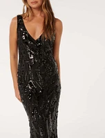 Marlena V-Neck Sequin Gown