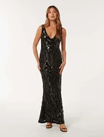 Marlena V-Neck Sequin Gown