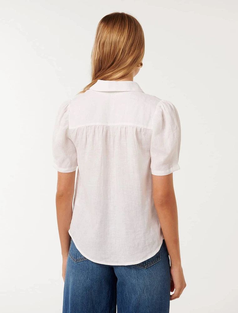Lauren Linen Shirt White - 0 to 12 Women's Blouses