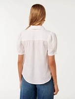 Lauren Linen Shirt White - 0 to 12 Women's Blouses