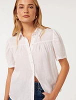 Lauren Linen Shirt White - 0 to 12 Women's Blouses