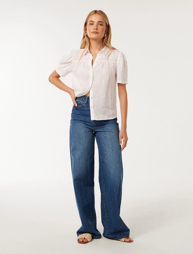 Lauren Linen Shirt White - 0 to 12 Women's Blouses