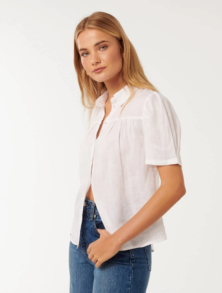 Lauren Linen Shirt White - 0 to 12 Women's Blouses