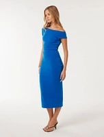 Alexa Tipped Shoulder Bodycon Midi