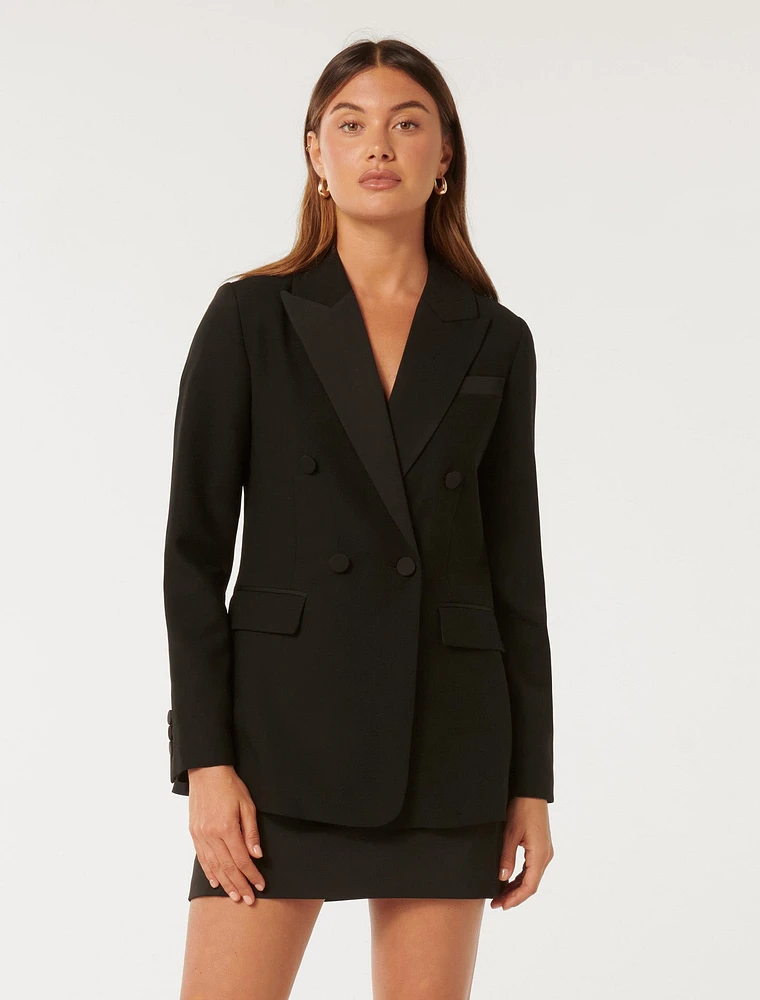 Elliott Tuxedo Double-Breasted Blazer