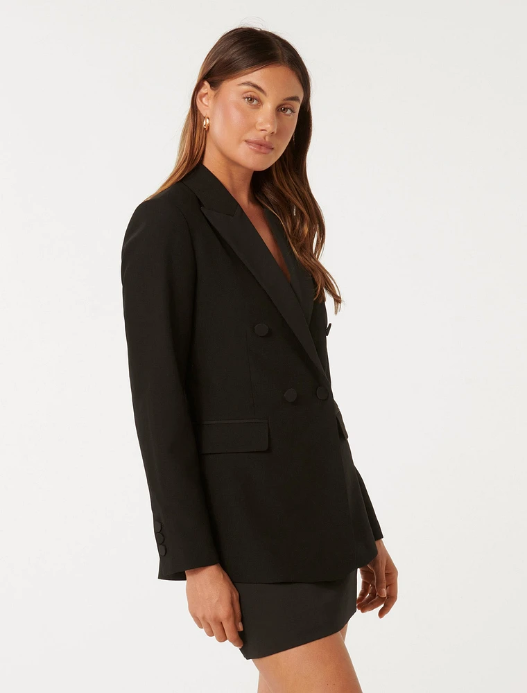 Elliott Tuxedo Double-Breasted Blazer