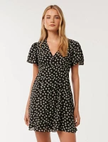 Pria Button-Down Mini Dress Black Floral - 0 to 12 Women's Day Dresses