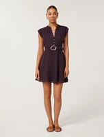 Lucille Textured Belted Mini Dress