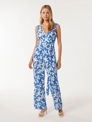 Tamsin Casual Jumpsuit Blue Floral - 0 to 12 Women's Jumpsuits