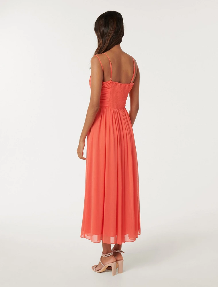 Nakita Petite Ruched-Bodice Maxi Dress Coral - 0 to 12 Women's Dresses