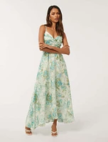 Jolie Petite Ruched-Bodice Maxi Dress Light Floral - 0 to 12 Women's Dresses