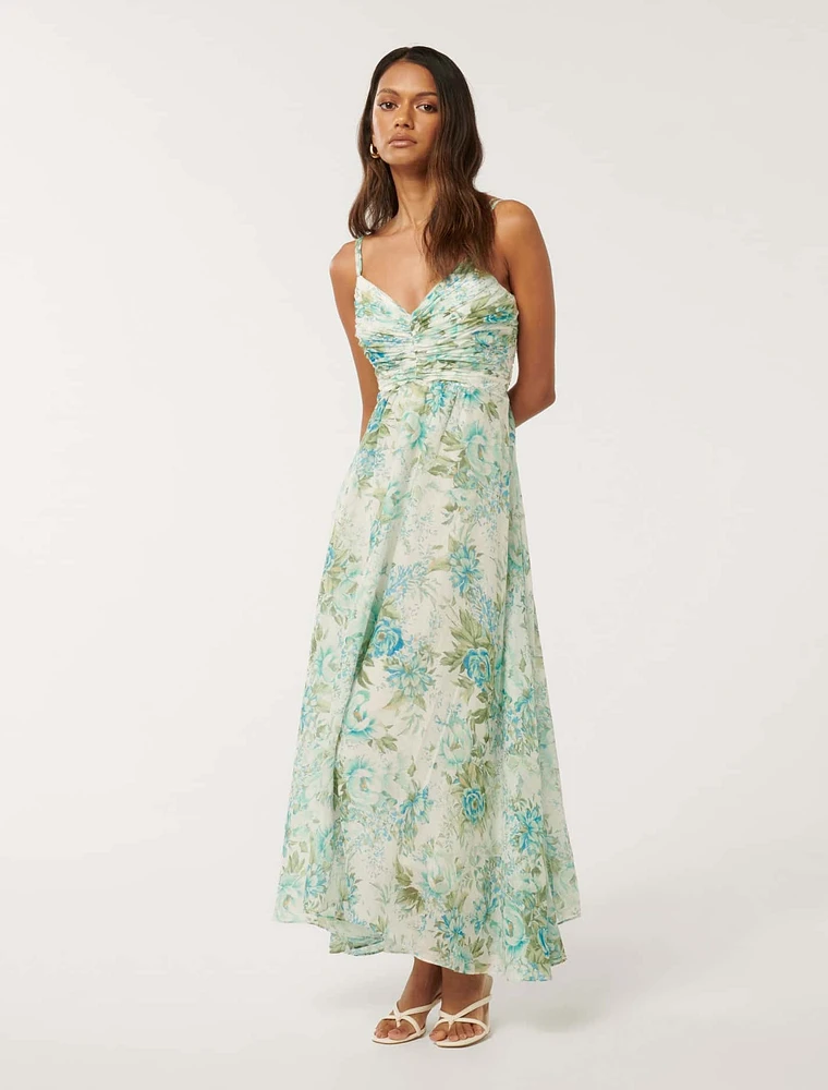 Jolie Petite Ruched-Bodice Maxi Dress