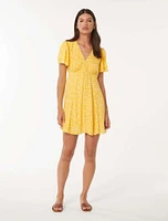 Pria Button-Through Mini Dress Yellow Floral - 0 to 12 Women's Day Dresses