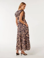 Tobi Cut-Out Dress Tan Abstract Print - 0 to 12 Women's Day Dresses