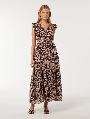 Tobi Cut-Out Dress Tan Abstract Print - 0 to 12 Women's Day Dresses