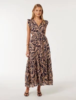 Tobi Cut-Out Dress Tan Abstract Print - 0 to 12 Women's Day Dresses