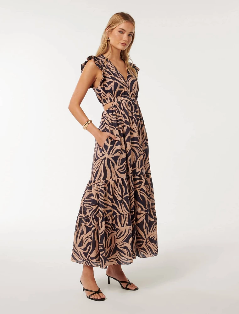 Tobi Cut-Out Dress Tan Abstract Print - 0 to 12 Women's Day Dresses