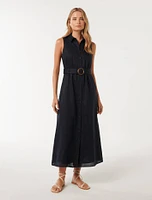 Gabbie Button-Down Midi Dress Navy - 0 to 12 Women's Day Dresses