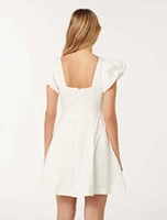 Josie Square-Neck Mini Dress White - 0 to 12 Women's Dresses