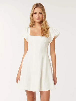 Josie Square-Neck Mini Dress White - 0 to 12 Women's Dresses