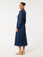 Cassidy Shirred-Neck Midi Dress