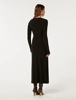 Kiera Long-Sleeve Midi Dress