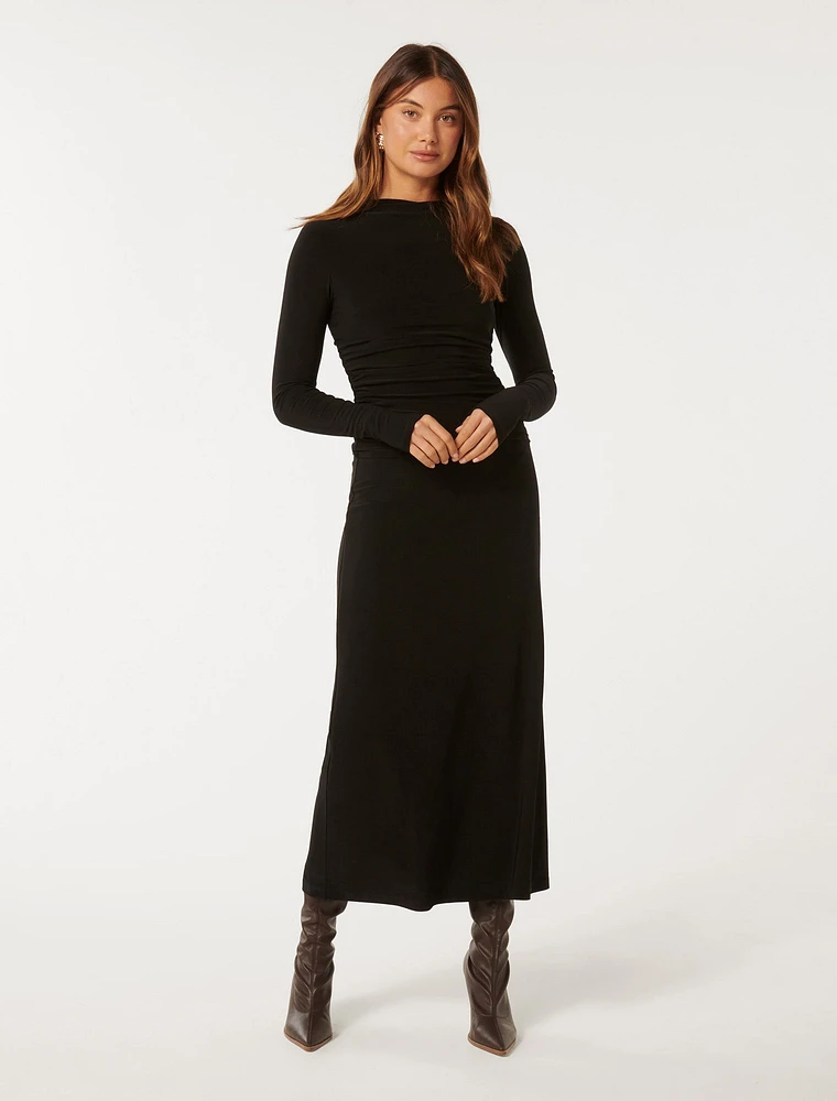 Kiera Long-Sleeve Midi Dress