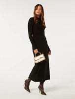 Kiera Long-Sleeve Midi Dress