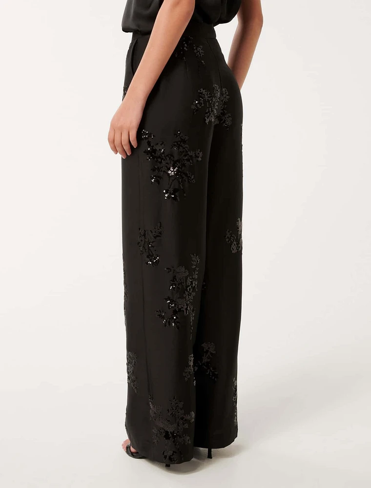 Sonnie Sequin Wide-Leg Pants