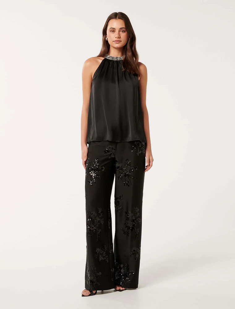 Sonnie Sequin Wide-Leg Pants