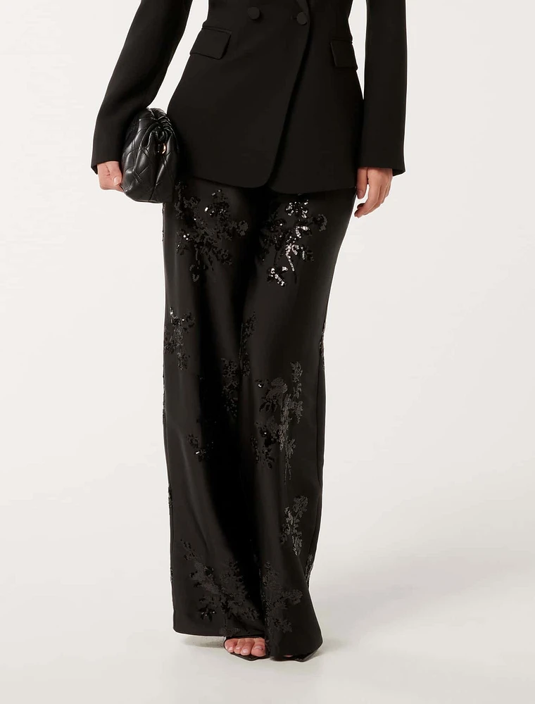 Sonnie Sequin Wide-Leg Pants