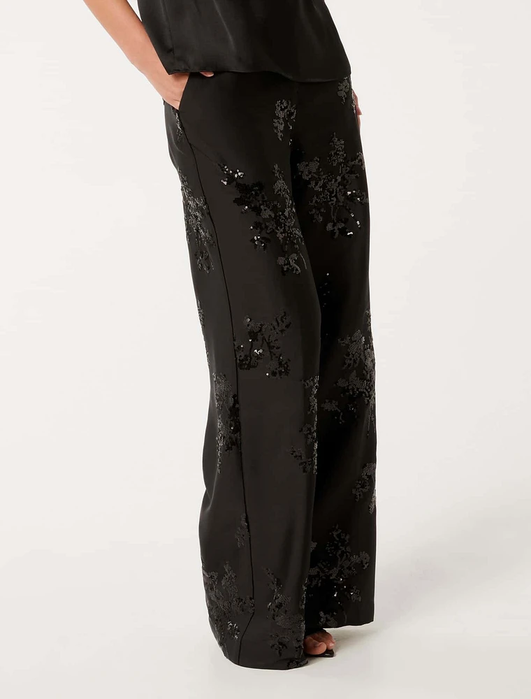 Sonnie Sequin Wide-Leg Pants