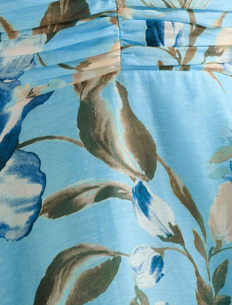 June Ruched V-Neck Midi Dress